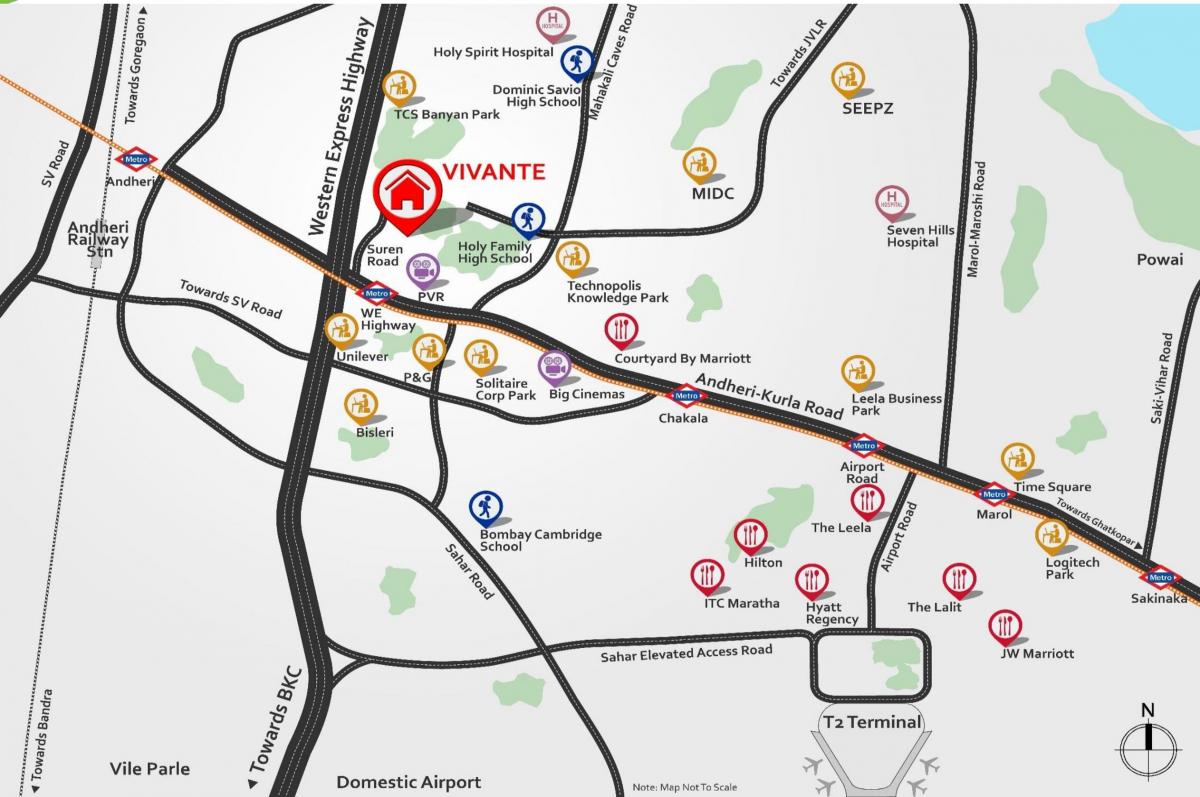 andheri Mumbaju zemljevid