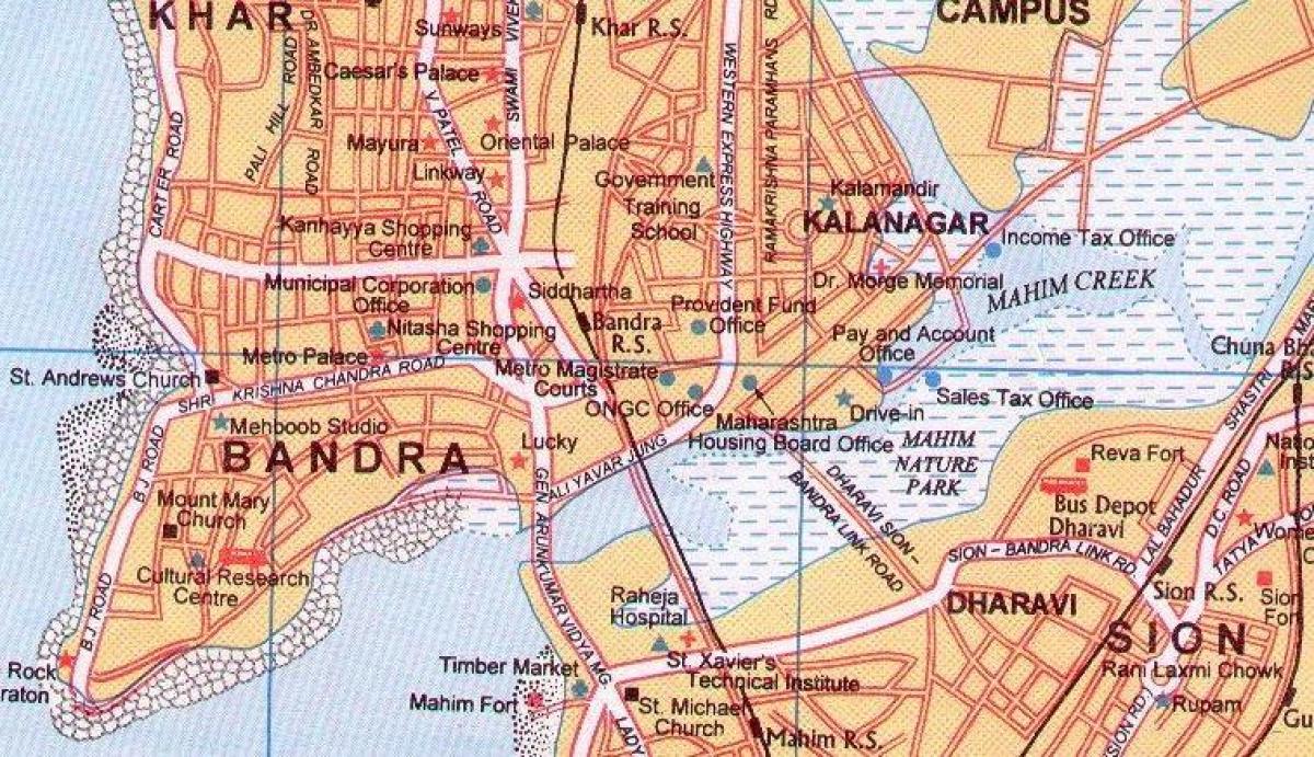 zemljevid bandra Mumbaju