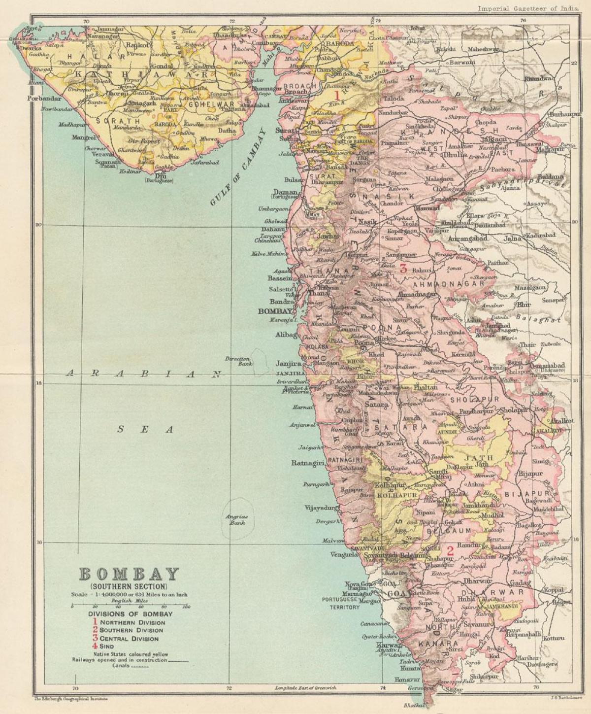 zemljevid Bombay predsedstva