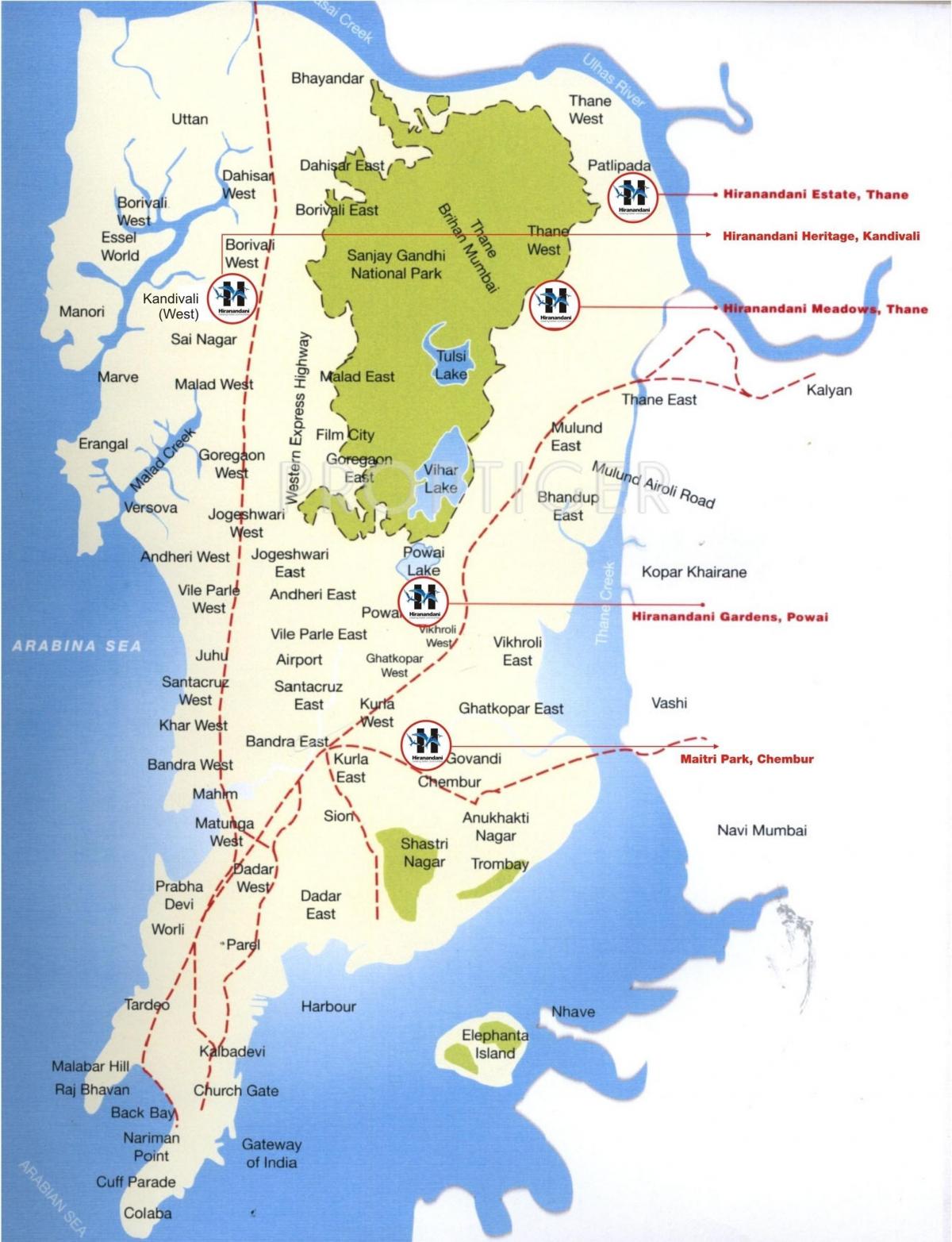 zemljevid Colaba Mumbaju