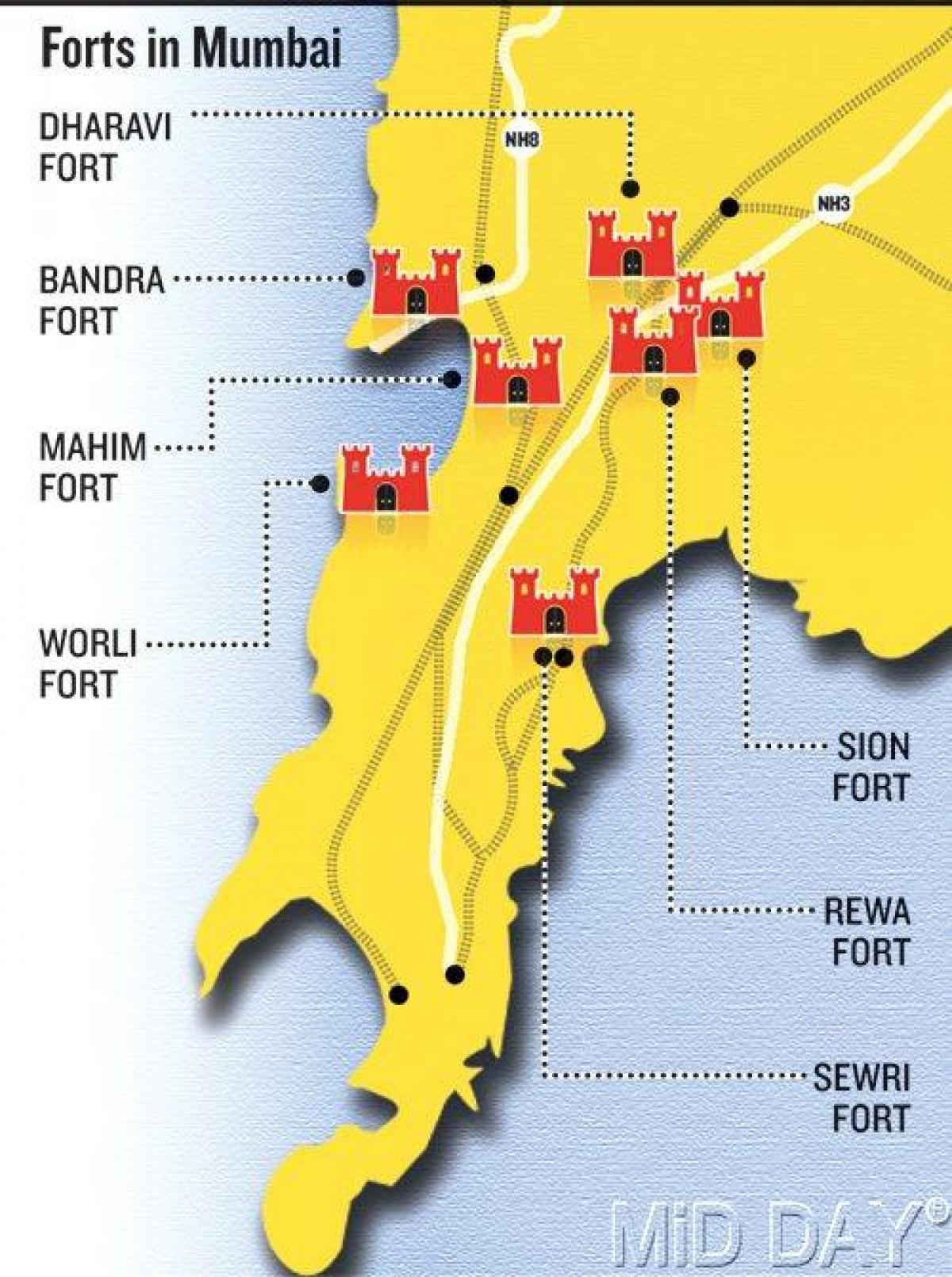 Mumbai fort področju zemljevid