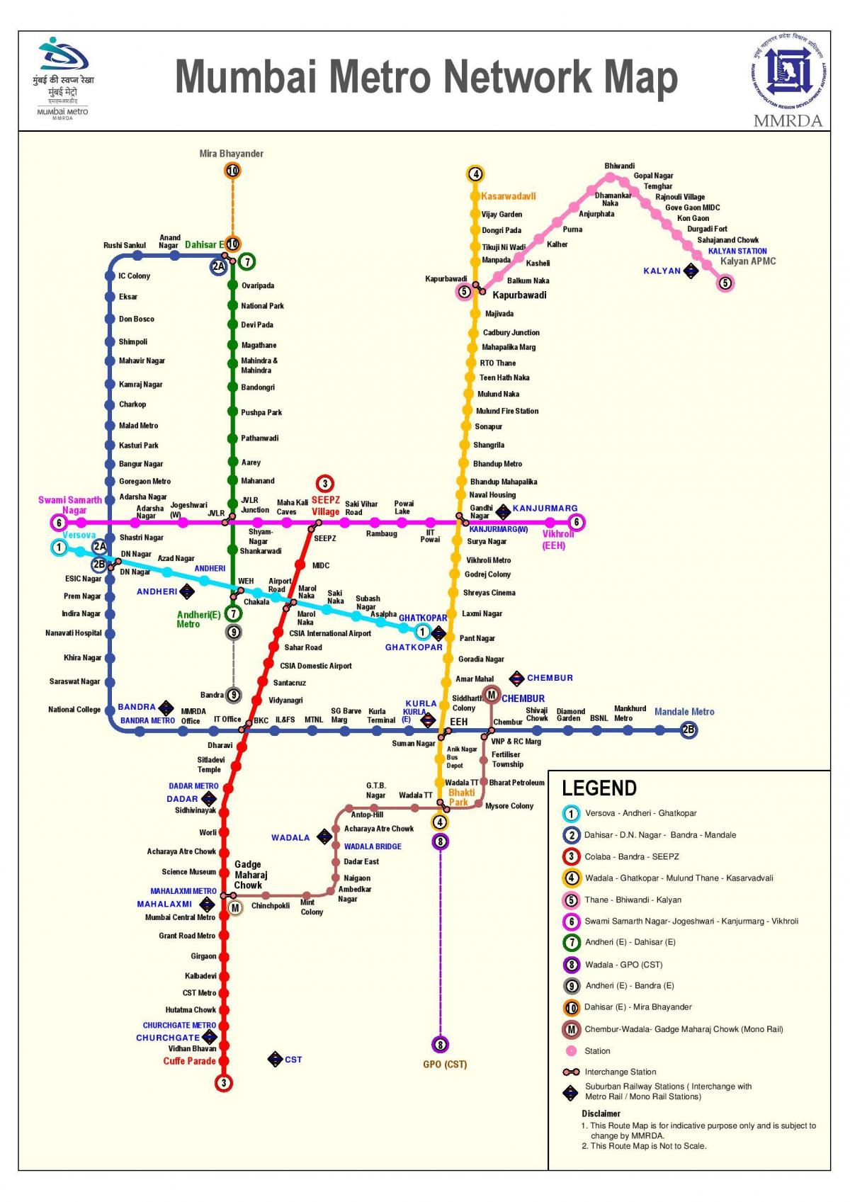 Mumbai metro postaje zemljevid