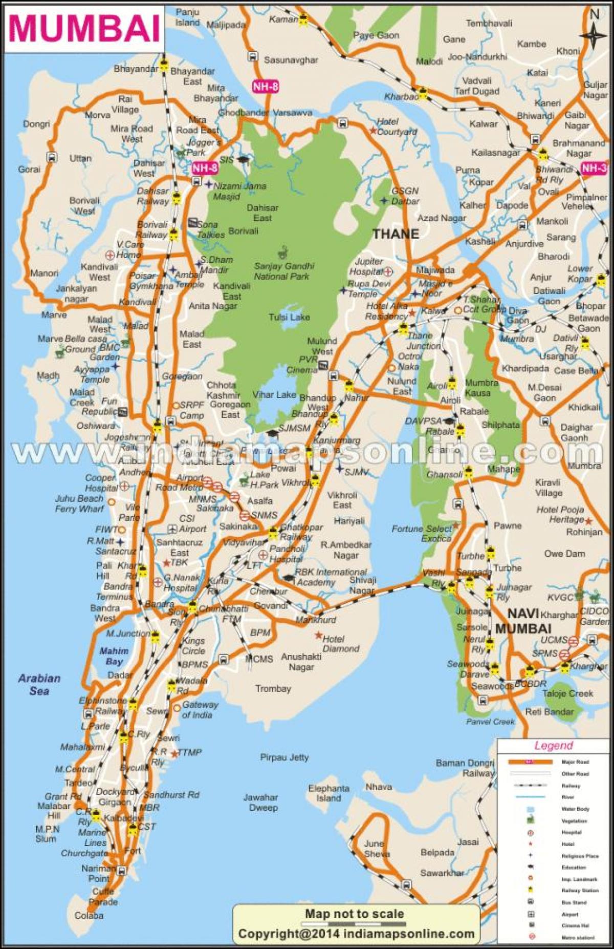 celoten zemljevid v Mumbaju