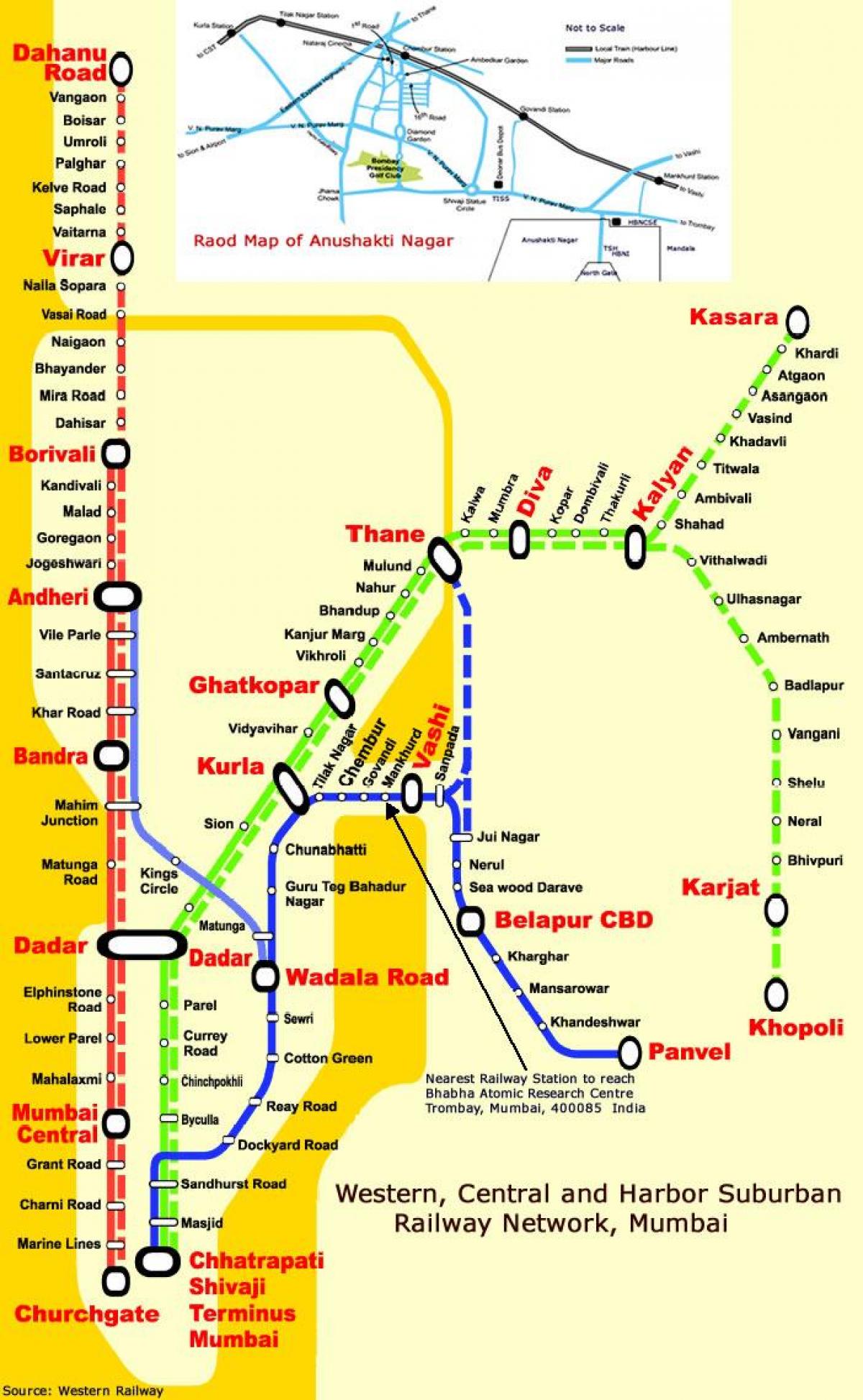 Mumbai central line postaje zemljevid