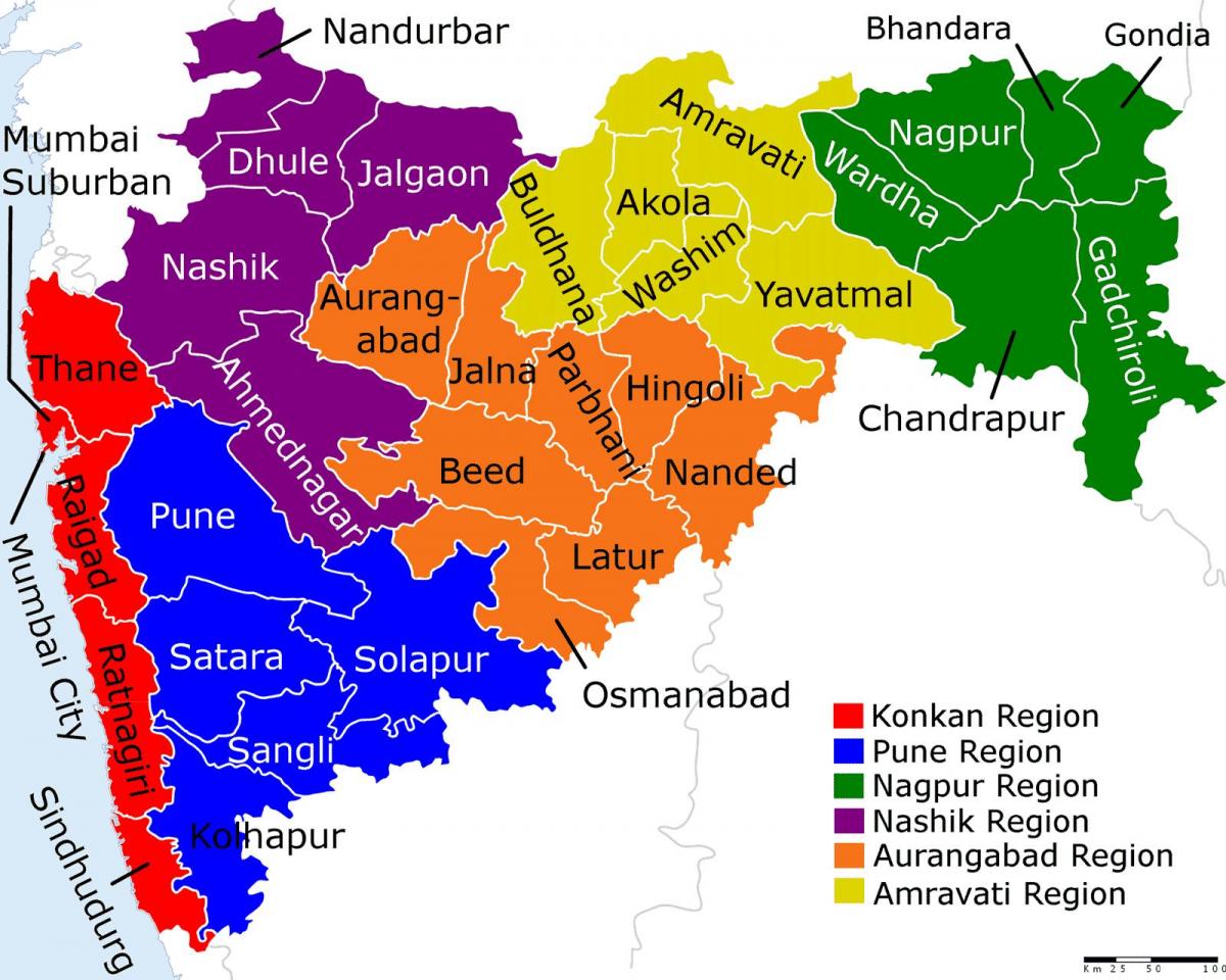 zemljevid Maharashtra Mumbaju
