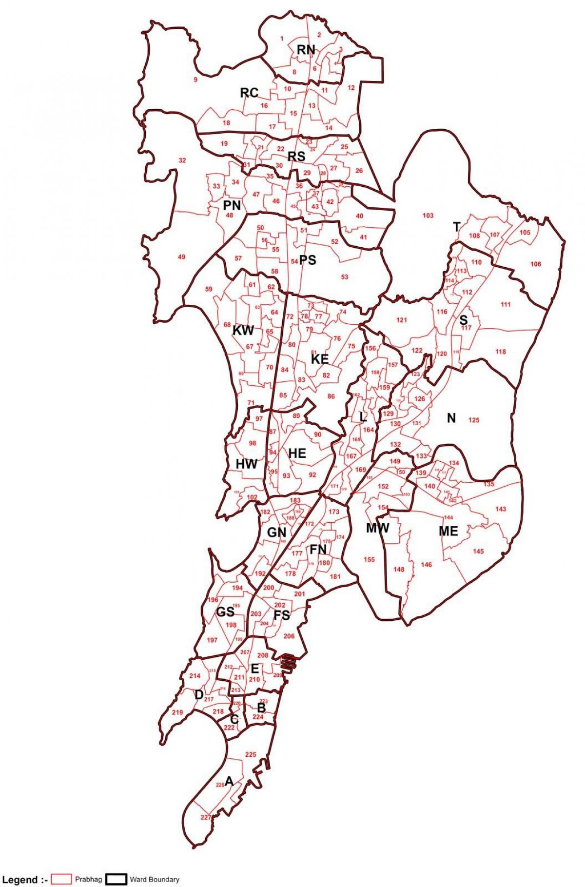 Mumbai zemljevid območja moder