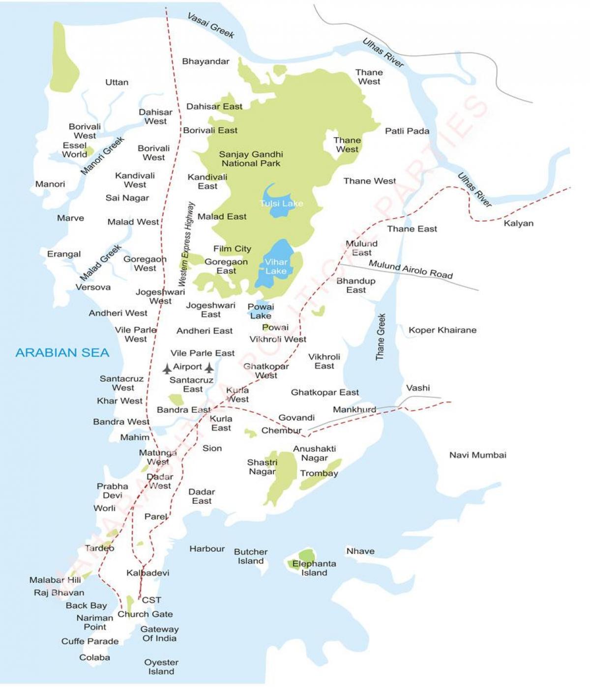 Mumbai predmestje zemljevid