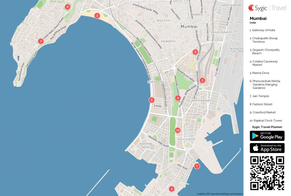 Mumbai turistični zemljevid