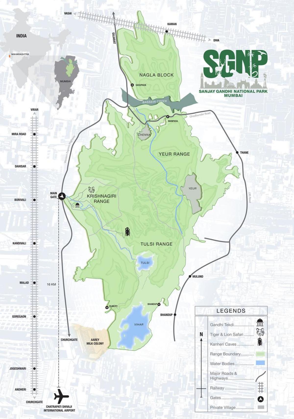 zemljevid sanjay gandhi nacionalni park