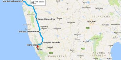 Mumbai, da goa cestni zemljevid