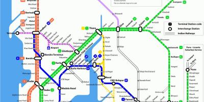 Mumbai lokalne železniške zemljevid